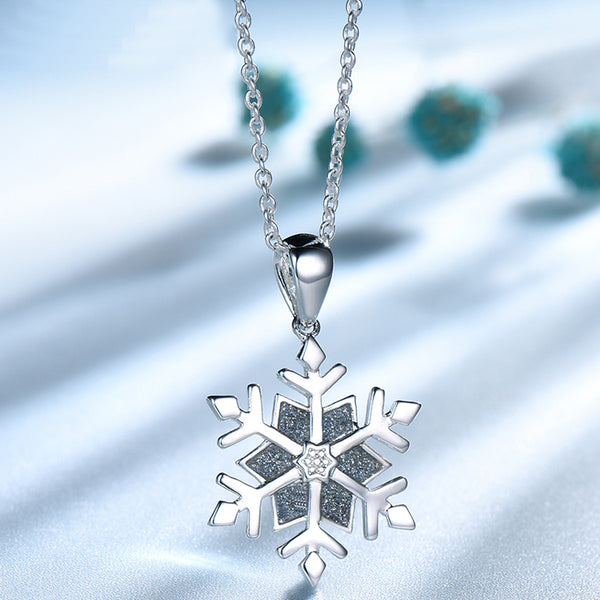 Snowflake Cubic Zirconia Pendant Necklace, Sterling Silver