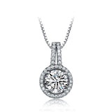 Round Cubic Zirconia Pendant Necklace, Sterling Silver