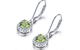 Cushion Peridot Green Cubic Zirconia Sterling Silver Earrings
