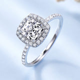 White Cushion Cubic Zirconia Sterling Silver Ring
