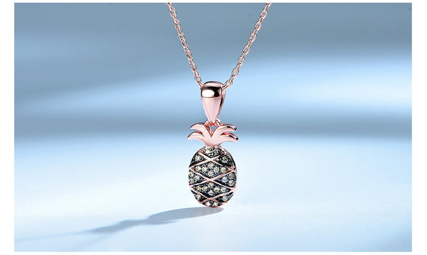 Pineapple Cubic Zirconia Pendant Necklace, Sterling Silver