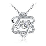 Star and Round Cubic Zirconia Pendant Necklace, Sterling Silver