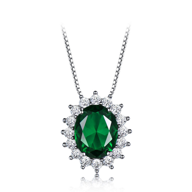 Emerald Green Cubic Zirconia Pendant Necklace, Sterling Silver