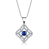 Quad-Shape Round Sapphire Blue Cubic Zirconia Pendant Necklace, Sterling Silver