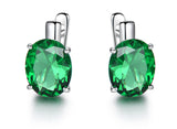 Oval Emerald Green Cubic Zirconia Sterling Silver Earrings