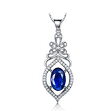 Sapphire Blue Cubic Zirconia Pendant Necklace, Sterling Silver