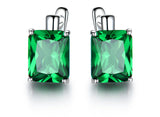 Octagonal Emerald Green Cubic Zirconia Sterling Silver Earrings