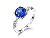 Sapphire Blue Round 8MM Cubic Zirconia Sterling Silver Ring