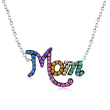 MOM Rainbow Cubic Zirconia Pendant Necklace, Sterling Silver
