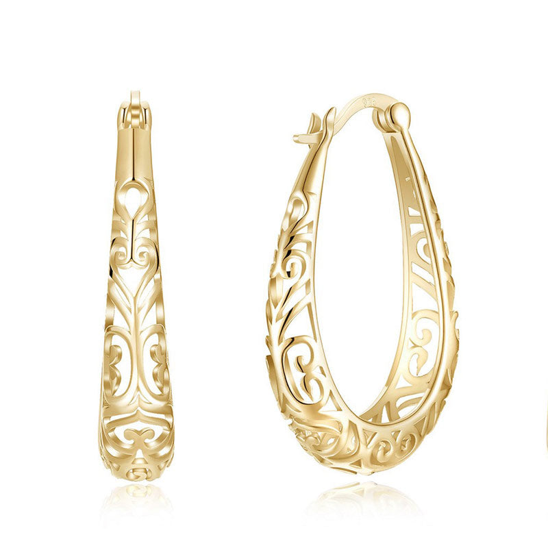 Textured Yellow Sterling Silver Hoop Earrings