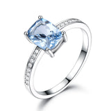 Oval Cushion 6 x 8 Aquamarine Sky Blue Cubic Zirconia Sterling Silver Ring