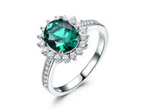 Emerald Green Oval 7 x 9 Cubic Zirconia Sterling Silver Ring