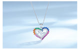 MOM Heart Rainbow Cubic Zirconia Pendant Necklace, Sterling Silver