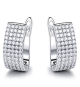 Wide White Cubic Zirconia Sterling Silver Hoop Earrings