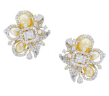 Fine Ribbon-Style Pearl and Diamond Earrings, 18K Yellow Gold