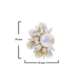 Semi-Circle Pearl and Diamond Earrings, 18K Yellow Gold