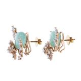 Emerald and Diamond Floral and Leaf Earrings, 18K Gold