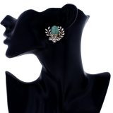 Emerald and Diamond Floral and Leaf Earrings, 18K Gold