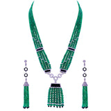 Emerald Beads and Diamond Necklace with Onyx