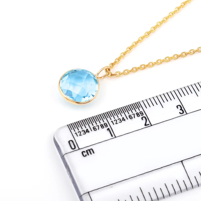 Round Semi-Precious Gemstone Pendant, 18K Yellow Gold