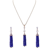 Sapphire Beads Tassel Pendant with Onyx and Diamonds, 18k