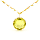 Round Semi-Precious Gemstone Pendant, 18K Yellow Gold