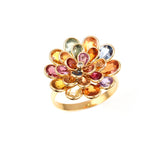 Multi Sapphire and Diamond Floral Ring, 18K Yellow Gold