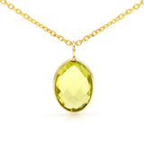 Oval Semi-Precious Gemstone Pendant, 14k