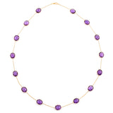 Oval shape Amethyst Necklace, 18 Karat Gold