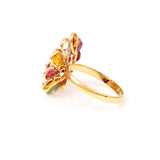 Multi Sapphire and Diamond Floral Ring, 18K Yellow Gold