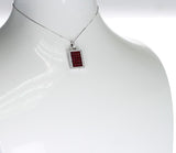 Mystery Set Rectangular Ruby and Diamond Pendant, 18K White Gold