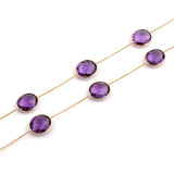 Oval shape Amethyst Necklace, 18 Karat Gold