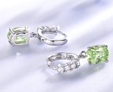 Dangling Oval Peridot Green Cubic Zirconia Sterling Silver Earrings