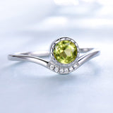 Round 5MM Peridot Green Cubic Zirconia Sterling Silver Ring