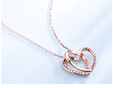 Double Heart Cubic Zirconia Pendant Necklace, Sterling Silver