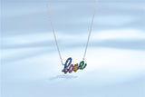 LOVE Rainbow Cubic Zirconia Pendant Necklace, Sterling Silver