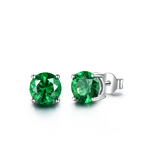 Round Emerald Green Cubic Zirconia Sterling Silver Earrings