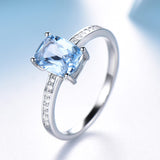 Oval Cushion 6 x 8 Aquamarine Sky Blue Cubic Zirconia Sterling Silver Ring