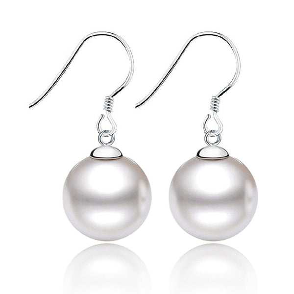 White Cultured Pearl Sterling Silver Drop Earrings
