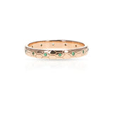 Textured Gold Band with Gemstones, 18k