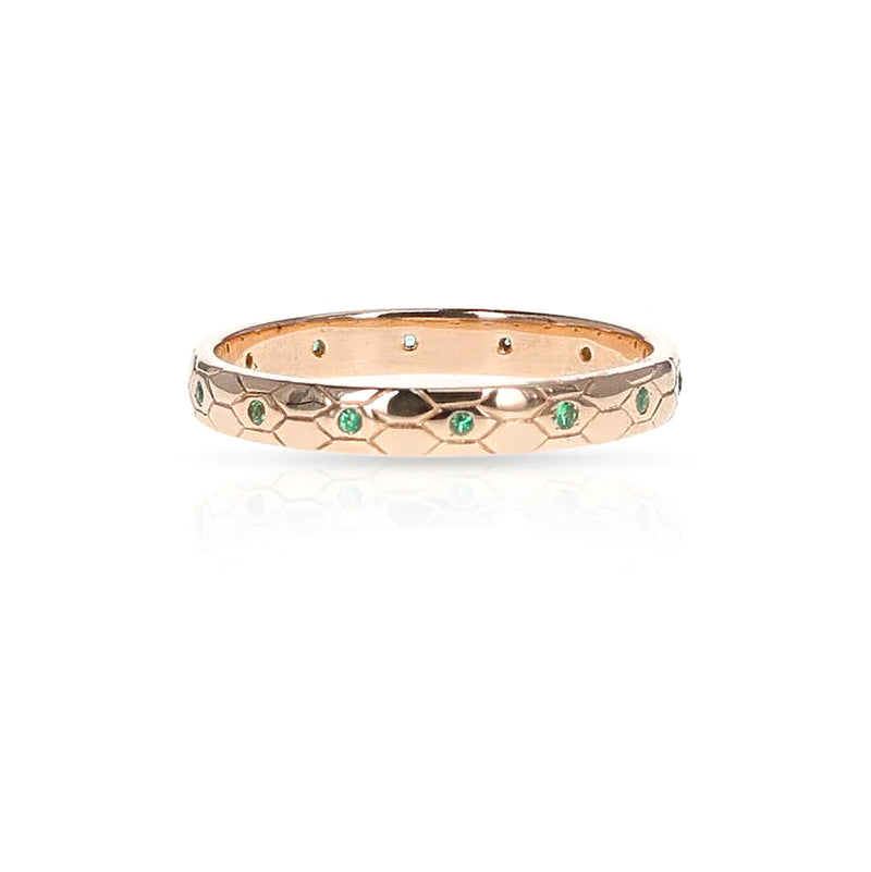 Textured Gold Band with Gemstones, 18k