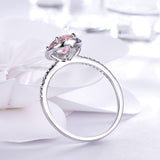 Oval 6 x 8 Morganite Pink Cubic Zirconia Sterling Silver Halo Ring