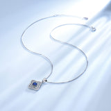 Quad-Shape Round Sapphire Blue Cubic Zirconia Pendant Necklace, Sterling Silver