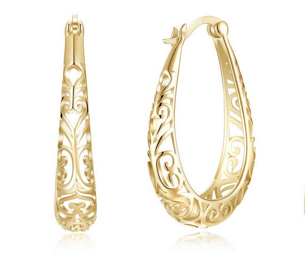 Textured Yellow Sterling Silver Hoop Earrings
