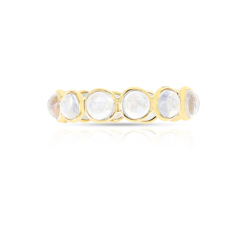 Round Moonstone Cabochon Band, Yellow Gold