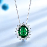 Emerald Green Cubic Zirconia Pendant Necklace, Sterling Silver