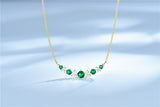 9 Round Emerald Green Cubic Zirconia Pendant Necklace, Sterling Silver