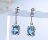 Light Blue Cubic Zirconia Cocktail Sterling Silver Earrings