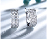 Wide White Cubic Zirconia Sterling Silver Hoop Earrings