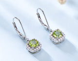 Cushion Peridot Green Cubic Zirconia Sterling Silver Earrings